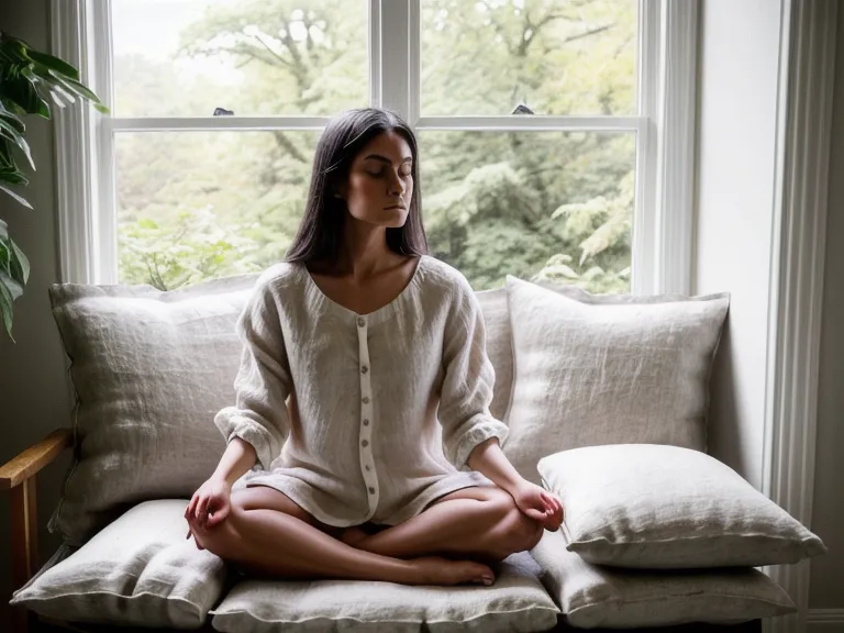 A woman meditating with her sketchbook after finding career alignment.