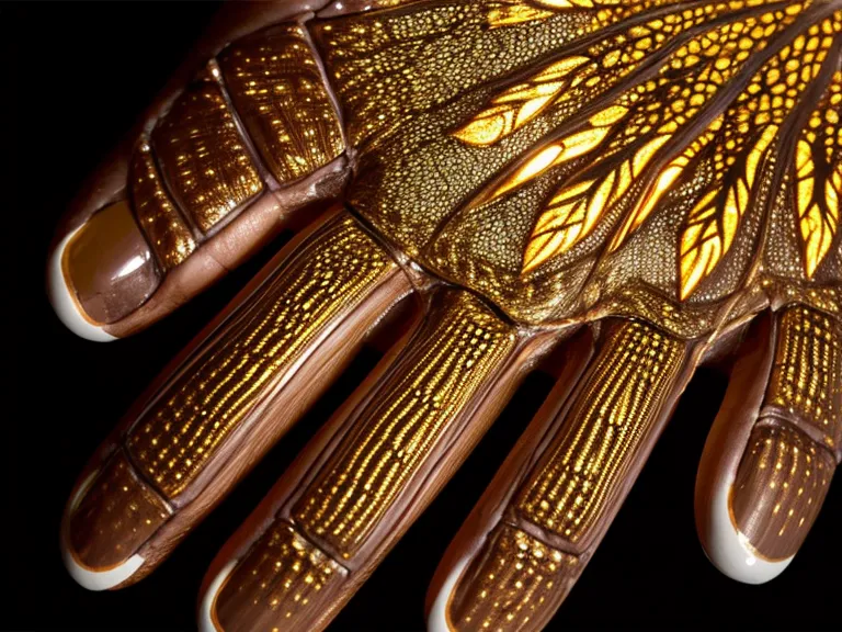 A hand with glowing golden map lines representing a lucid dream reality check.