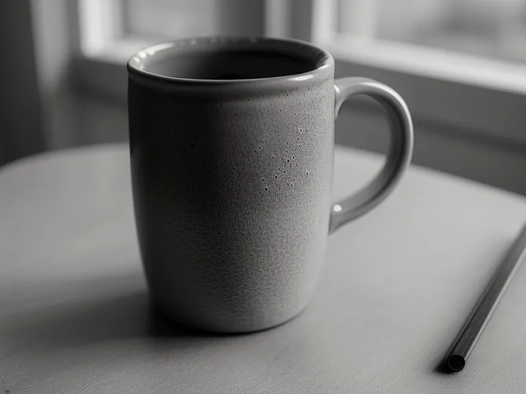 A simple, unpolished pencil sketch of a coffee mug in a notebook.