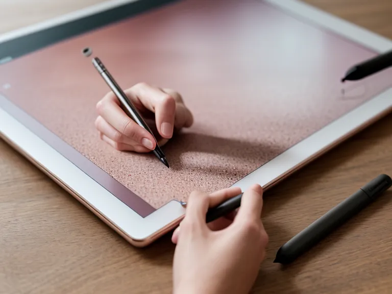 A close-up of an artist's hand using a digital stylus next to a moon phase calendar.